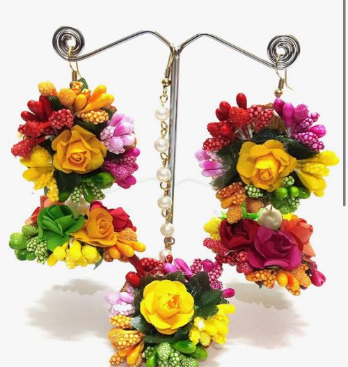 Multi jhumki flower earrings