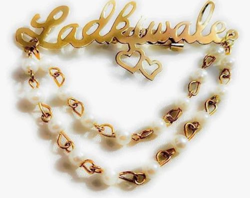 Ladkiwaale brooch double line pearl