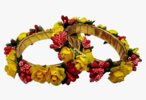 Red yellow flower bangles