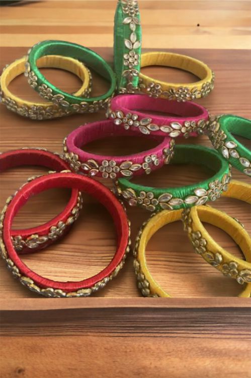 Kundan bangles in multi colour