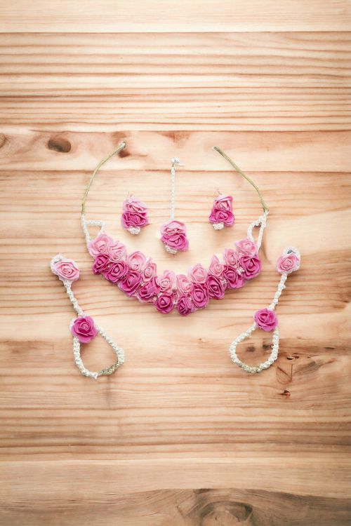Pink flower jewellery
