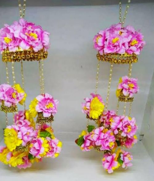 Flower Kaleera in raani + yellow colour